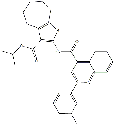 isopropyl 2-({[2-(3-methylphenyl)-4-quinolinyl]carbonyl}amino)-5,6,7,8-tetrahydro-4H-cyclohepta[b]thiophene-3-carboxylate,329694-43-1,结构式