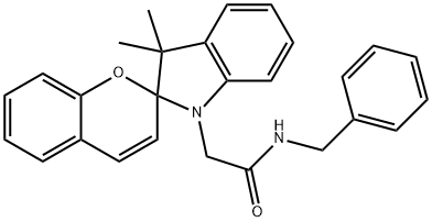 N-benzyl-2-{3',3'-dimethyl-2',3'-dihydrospiro[2H-chromene-2,2'-(1'H)-indole]-1'-yl}acetamide 化学構造式