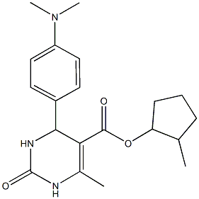 2-methylcyclopentyl 4-[4-(dimethylamino)phenyl]-6-methyl-2-oxo-1,2,3,4-tetrahydropyrimidine-5-carboxylate 化学構造式