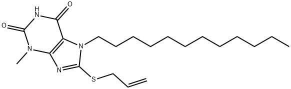 8-(allylsulfanyl)-7-dodecyl-3-methyl-3,7-dihydro-1H-purine-2,6-dione,329702-90-1,结构式