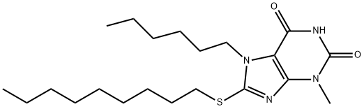 7-hexyl-3-methyl-8-(nonylsulfanyl)-3,7-dihydro-1H-purine-2,6-dione,329702-95-6,结构式