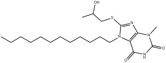 7-dodecyl-8-[(2-hydroxypropyl)sulfanyl]-3-methyl-3,7-dihydro-1H-purine-2,6-dione 结构式