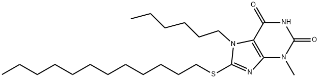 8-(dodecylsulfanyl)-7-hexyl-3-methyl-3,7-dihydro-1H-purine-2,6-dione 化学構造式