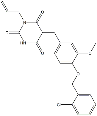 1-allyl-5-{4-[(2-chlorobenzyl)oxy]-3-methoxybenzylidene}-2,4,6(1H,3H,5H)-pyrimidinetrione Struktur