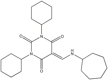 5-[(cycloheptylamino)methylene]-1,3-dicyclohexyl-2,4,6(1H,3H,5H)-pyrimidinetrione Structure