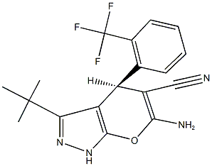 6-amino-3-tert-butyl-4-[2-(trifluoromethyl)phenyl]-1,4-dihydropyrano[2,3-c]pyrazole-5-carbonitrile Structure