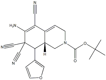 tert-butyl 6-amino-5,7,7-tricyano-8-(3-furyl)-3,7,8,8a-tetrahydro-2(1H)-isoquinolinecarboxylate 化学構造式