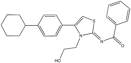 N-(4-(4-cyclohexylphenyl)-3-(2-hydroxyethyl)-1,3-thiazol-2(3H)-ylidene)benzamide Struktur