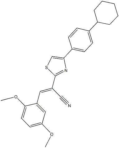 2-[4-(4-cyclohexylphenyl)-1,3-thiazol-2-yl]-3-(2,5-dimethoxyphenyl)acrylonitrile 化学構造式