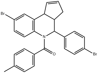 8-bromo-4-(4-bromophenyl)-5-(4-methylbenzoyl)-3a,4,5,9b-tetrahydro-3H-cyclopenta[c]quinoline 化学構造式