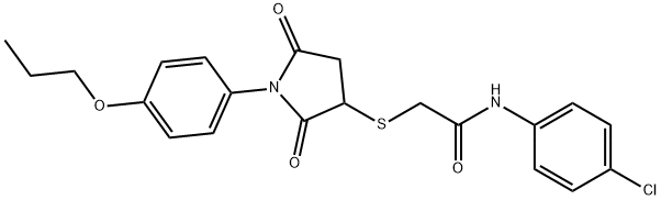 N-(4-chlorophenyl)-2-{[2,5-dioxo-1-(4-propoxyphenyl)-3-pyrrolidinyl]sulfanyl}acetamide Struktur