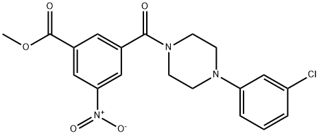 methyl 3-{[4-(3-chlorophenyl)-1-piperazinyl]carbonyl}-5-nitrobenzoate 化学構造式