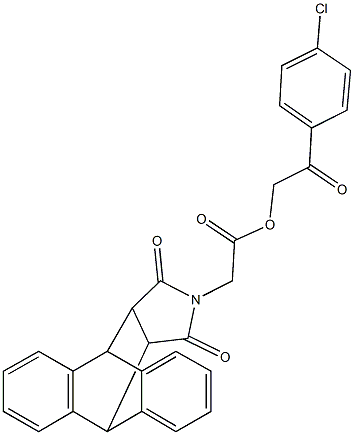 2-(4-chlorophenyl)-2-oxoethyl (16,18-dioxo-17-azapentacyclo[6.6.5.0~2,7~.0~9,14~.0~15,19~]nonadeca-2,4,6,9,11,13-hexaen-17-yl)acetate,329933-55-3,结构式