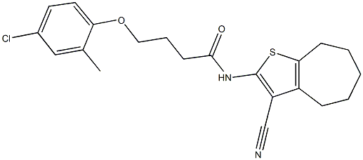 4-(4-chloro-2-methylphenoxy)-N-(3-cyano-5,6,7,8-tetrahydro-4H-cyclohepta[b]thien-2-yl)butanamide Structure