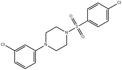 1-(3-chlorophenyl)-4-[(4-chlorophenyl)sulfonyl]piperazine 化学構造式