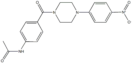 N-{4-[(4-{4-nitrophenyl}piperazin-1-yl)carbonyl]phenyl}acetamide 化学構造式