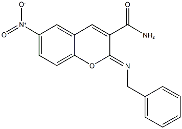 2-(benzylimino)-6-nitro-2H-chromene-3-carboxamide Structure