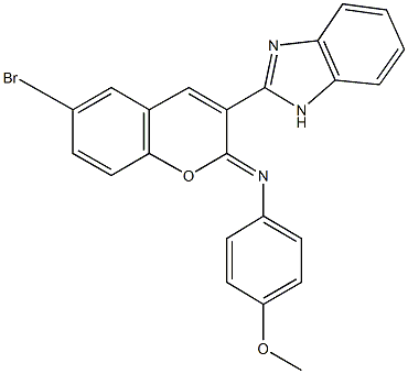 N-[3-(1H-benzimidazol-2-yl)-6-bromo-2H-chromen-2-ylidene]-N-(4-methoxyphenyl)amine 化学構造式