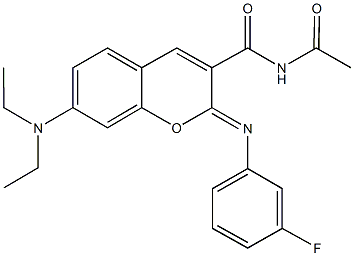 N-acetyl-7-(diethylamino)-2-[(3-fluorophenyl)imino]-2H-chromene-3-carboxamide|