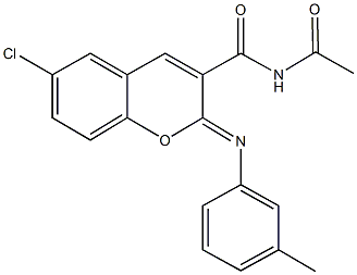 N-acetyl-6-chloro-2-[(3-methylphenyl)imino]-2H-chromene-3-carboxamide Struktur