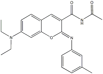 N-acetyl-7-(diethylamino)-2-[(3-methylphenyl)imino]-2H-chromene-3-carboxamide Struktur