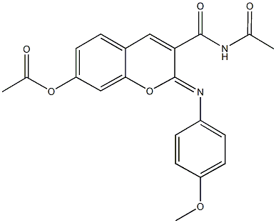 3-[(acetylamino)carbonyl]-2-[(4-methoxyphenyl)imino]-2H-chromen-7-yl acetate Structure