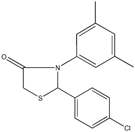 2-(4-chlorophenyl)-3-(3,5-dimethylphenyl)-1,3-thiazolidin-4-one Struktur