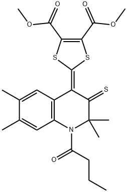 dimethyl 2-(1-butyryl-2,2,6,7-tetramethyl-3-thioxo-2,3-dihydro-4(1H)-quinolinylidene)-1,3-dithiole-4,5-dicarboxylate|