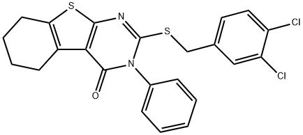 2-[(3,4-dichlorobenzyl)sulfanyl]-3-phenyl-5,6,7,8-tetrahydro[1]benzothieno[2,3-d]pyrimidin-4(3H)-one Structure