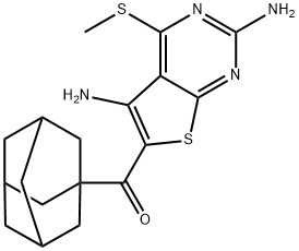 1-adamantyl[2,5-diamino-4-(methylsulfanyl)thieno[2,3-d]pyrimidin-6-yl]methanone Struktur