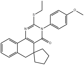 2-(ethylsulfanyl)-3-(4-methoxyphenyl)-5,6-dihydrospiro(benzo[h]quinazoline-5,1'-cyclopentane)-4(3H)-one Structure