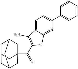 1-adamantyl(3-amino-6-phenylthieno[2,3-b]pyridin-2-yl)methanone 化学構造式