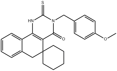 3-(4-methoxybenzyl)-2-thioxo-2,3,5,6-tetrahydrospiro(benzo[h]quinazoline-5,1'-cyclohexane)-4(1H)-one Structure