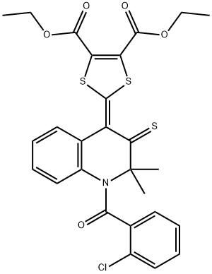 diethyl 2-(1-(2-chlorobenzoyl)-2,2-dimethyl-3-thioxo-2,3-dihydro-4(1H)-quinolinylidene)-1,3-dithiole-4,5-dicarboxylate Struktur