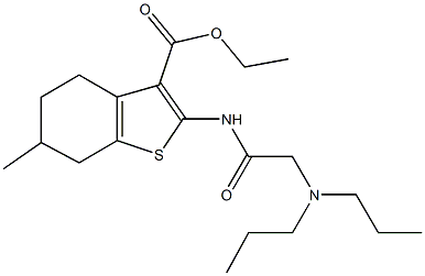 ethyl 2-{[(dipropylamino)acetyl]amino}-6-methyl-4,5,6,7-tetrahydro-1-benzothiophene-3-carboxylate Struktur