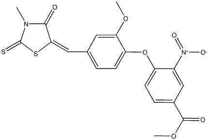 methyl 3-nitro-4-{2-methoxy-4-[(3-methyl-4-oxo-2-thioxo-1,3-thiazolidin-5-ylidene)methyl]phenoxy}benzoate 结构式