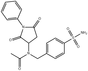 N-[4-(aminosulfonyl)benzyl]-N-(2,5-dioxo-1-phenyl-3-pyrrolidinyl)acetamide Struktur