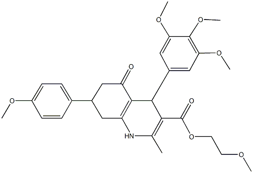 2-methoxyethyl 7-(4-methoxyphenyl)-2-methyl-5-oxo-4-(3,4,5-trimethoxyphenyl)-1,4,5,6,7,8-hexahydro-3-quinolinecarboxylate Structure