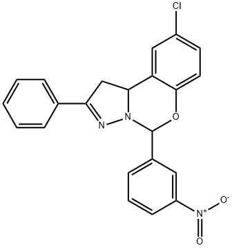 9-chloro-5-{3-nitrophenyl}-2-phenyl-1,10b-dihydropyrazolo[1,5-c][1,3]benzoxazine 化学構造式