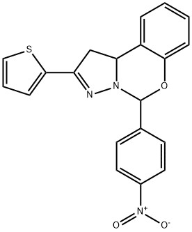 5-{4-nitrophenyl}-2-thien-2-yl-1,10b-dihydropyrazolo[1,5-c][1,3]benzoxazine Structure