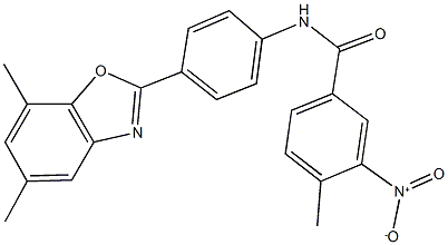 N-[4-(5,7-dimethyl-1,3-benzoxazol-2-yl)phenyl]-3-nitro-4-methylbenzamide,330438-67-0,结构式