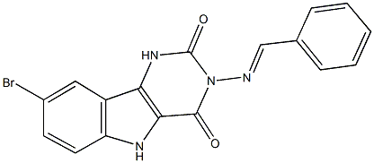 3-(benzylideneamino)-8-bromo-1H-pyrimido[5,4-b]indole-2,4(3H,5H)-dione Struktur