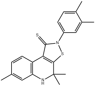 2-(3,4-dimethylphenyl)-4,4,7-trimethyl-4,5-dihydroisothiazolo[5,4-c]quinoline-1(2H)-thione Structure