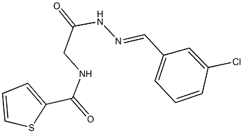 N-{2-[2-(3-chlorobenzylidene)hydrazino]-2-oxoethyl}-2-thiophenecarboxamide Struktur