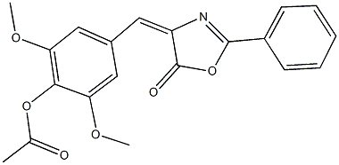 2,6-dimethoxy-4-[(5-oxo-2-phenyl-1,3-oxazol-4(5H)-ylidene)methyl]phenyl acetate 结构式