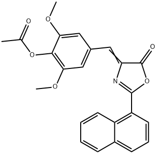 2,6-dimethoxy-4-[(2-(1-naphthyl)-5-oxo-1,3-oxazol-4(5H)-ylidene)methyl]phenyl acetate 化学構造式