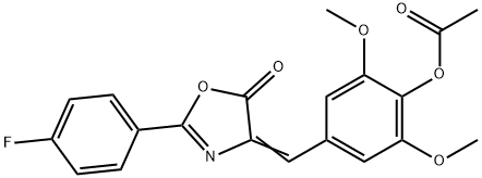 4-[(2-(4-fluorophenyl)-5-oxo-1,3-oxazol-4(5H)-ylidene)methyl]-2,6-dimethoxyphenyl acetate Struktur