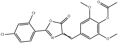 4-[(2-(2,4-dichlorophenyl)-5-oxo-1,3-oxazol-4(5H)-ylidene)methyl]-2,6-dimethoxyphenyl acetate Structure