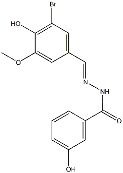 N'-(3-bromo-4-hydroxy-5-methoxybenzylidene)-3-hydroxybenzohydrazide Struktur