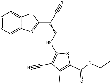 ethyl 5-{[2-(1,3-benzoxazol-2-yl)-2-cyanovinyl]amino}-4-cyano-3-methyl-2-thiophenecarboxylate,330446-55-4,结构式